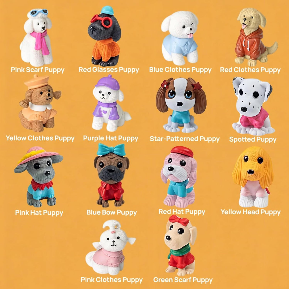 14 Pcs Mini Fashion Dog Figurines - Realistic Resin Dog Statues for Home Decor, Fairy Garden, Cake Topper & Car Dashboard Decoration