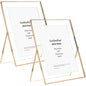 Gold 8x10'' Floating Frame Set of 2,For Photo Sizes( 5x7'',6x8'',7x9''),Beautiful Metal Beaded Edge Frames Adjustable Tabletop/Shelf Photo Frame,Classy Gift Choice for Wedding