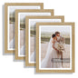 Hongkee 8x10 Picture Frame Set of 4, Real Glass and Wood Frame, 5x7 Mat