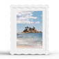 4x6 Picture Frame with Mat for 3.5x5, Wavy Edge Wooden Real Glass Photo Frame for Tabletop and Wall Hanging, Green, 1 Pack