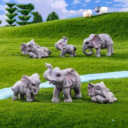 8Pcs Realistic Mini Elephant Figurines Small Resin Elephant