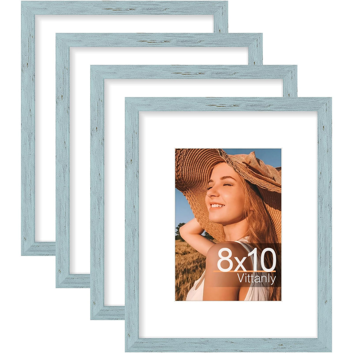 Vittanly 8x10 Picture Frames Set of 4, for Wall or Tabletop, Pale Pink