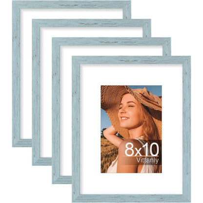 Vittanly 8x10 Picture Frames Set of 4, for Wall or Tabletop, Pale Pink