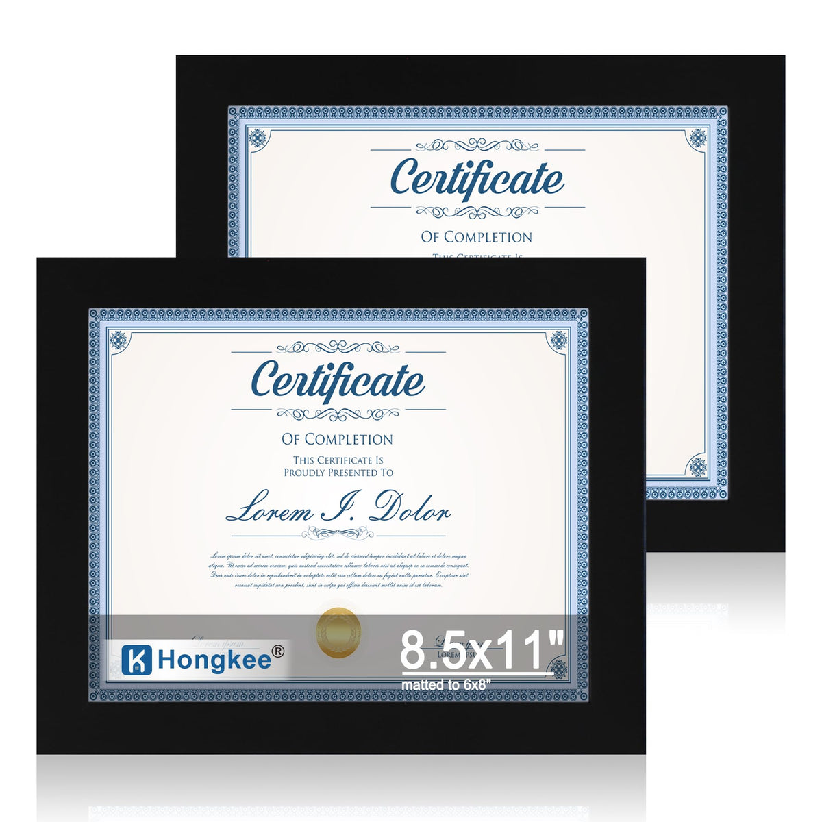 Hongkee 5x7 Picture Frame Set of 2, Real Glass and Wood Frame for Mat 4x6