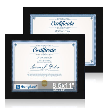 Hongkee 5x7 Picture Frame Set of 2, Real Glass and Wood Frame for Mat 4x6