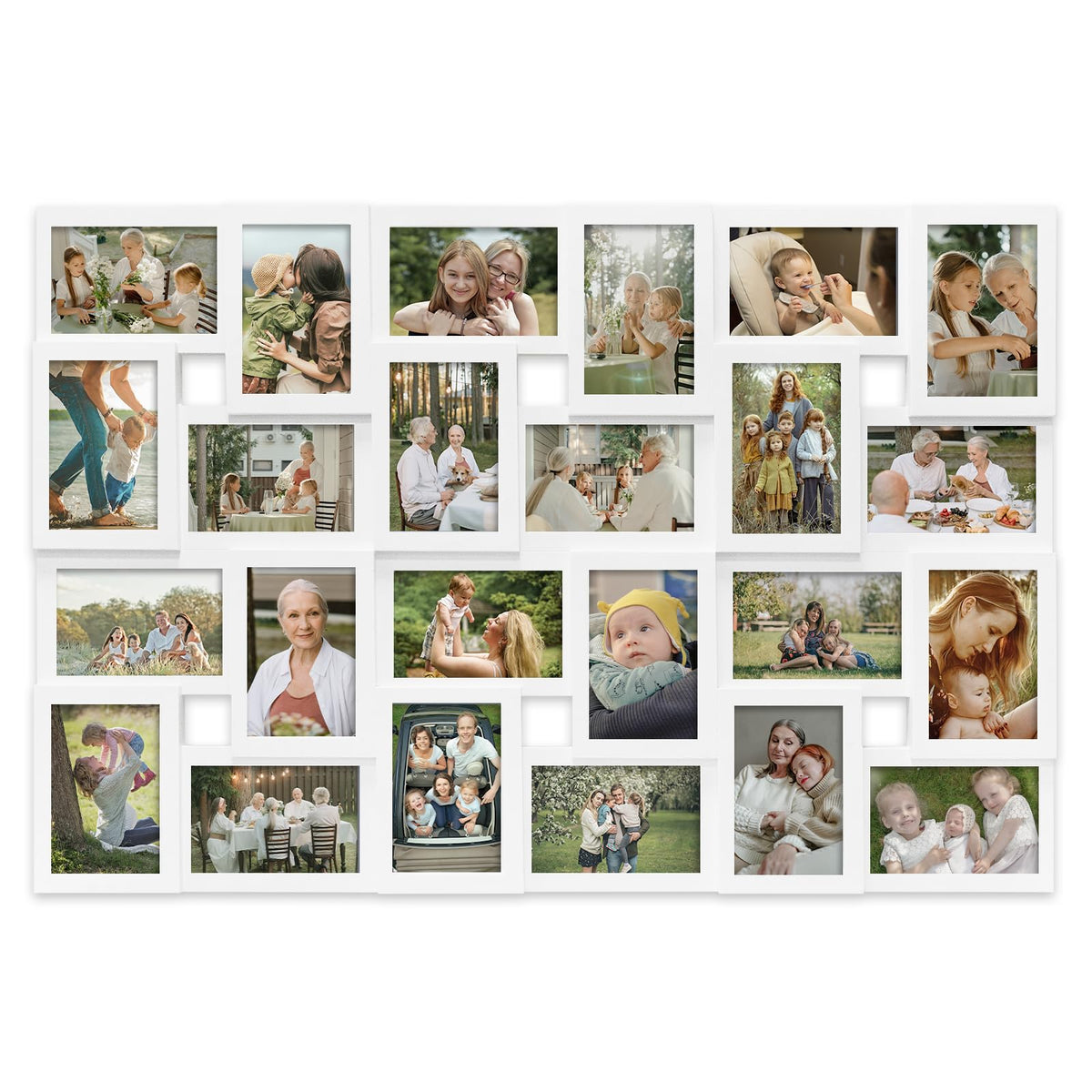 J.M.Deco Collage Picture Frames for Wall 24 Slots, Large Photo Frame Collage Wall Hanging for 4 x 6 Photo, Christmas Gift for Family or Friends - Retro Gold