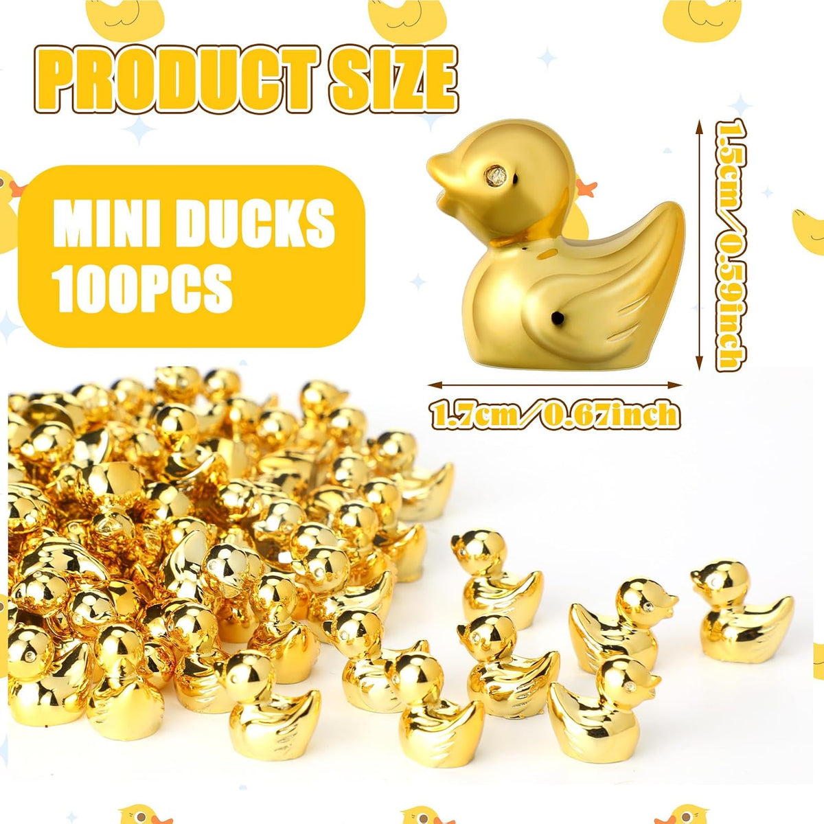 Yaocom 100 Pcs Mini Gold Duck Figurines Fall Thanksgiving Halloween Decor