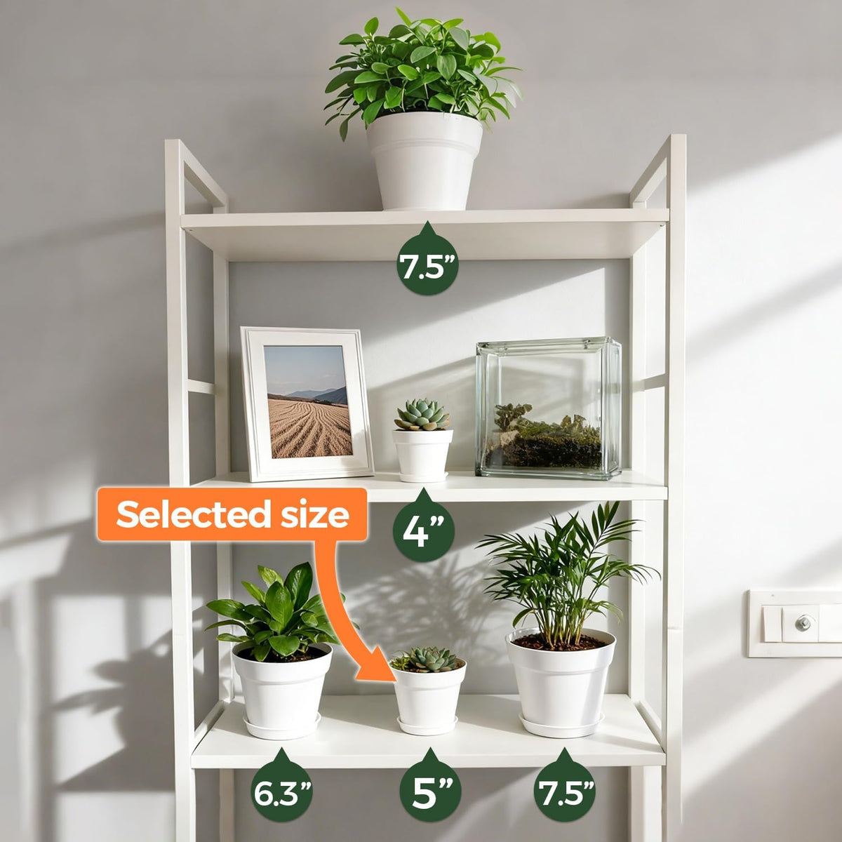 T4U Small Plant Pots 5 Inch 18 Pack, Plastic Flower Pots with Saucer White