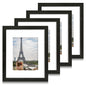 Hongkee 8x10 Picture Frame Set of 4, Real Glass and Wood Frame, 5x7 Mat