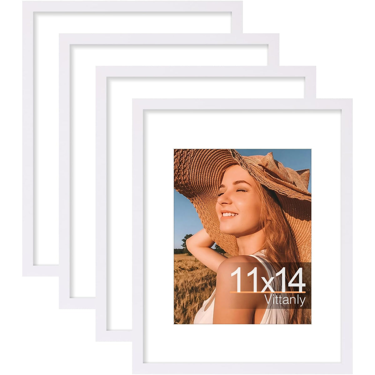 Vittanly 8x10 Picture Frames Set of 4, for Wall or Tabletop, Pale Pink