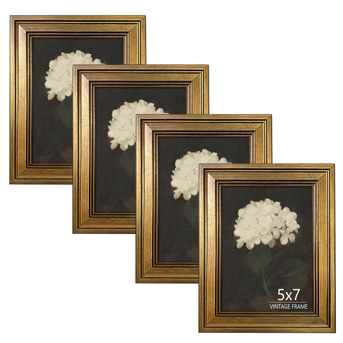 4x6 Picture Frame Set of 4 Vintage Bronze Gold for Tabletop & Wall