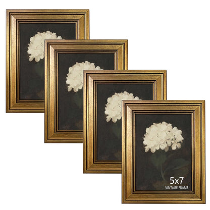 4x6 Picture Frame Set of 4 Vintage Bronze Gold for Tabletop & Wall