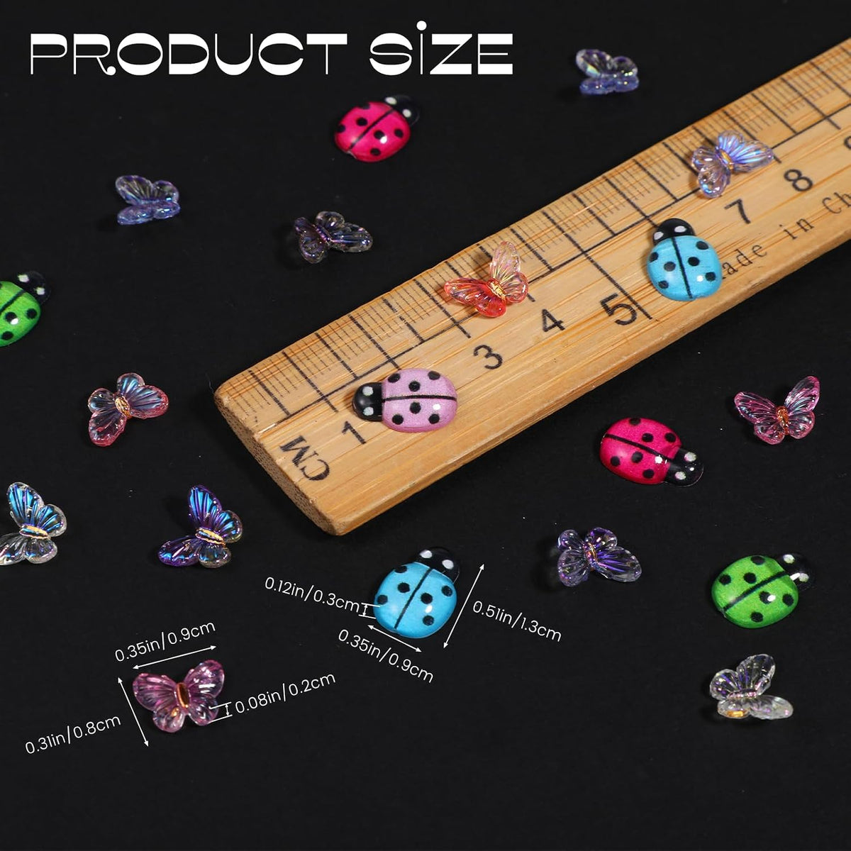Sibba 100Pcs Mini Resin Butterfly Ladybug, Miniature Dollhouse Fairy Garden Accessories, Mini Resin Animals Figurines for Adults Micro Landscaping, Terrarium, Scrapbook, Nail Art