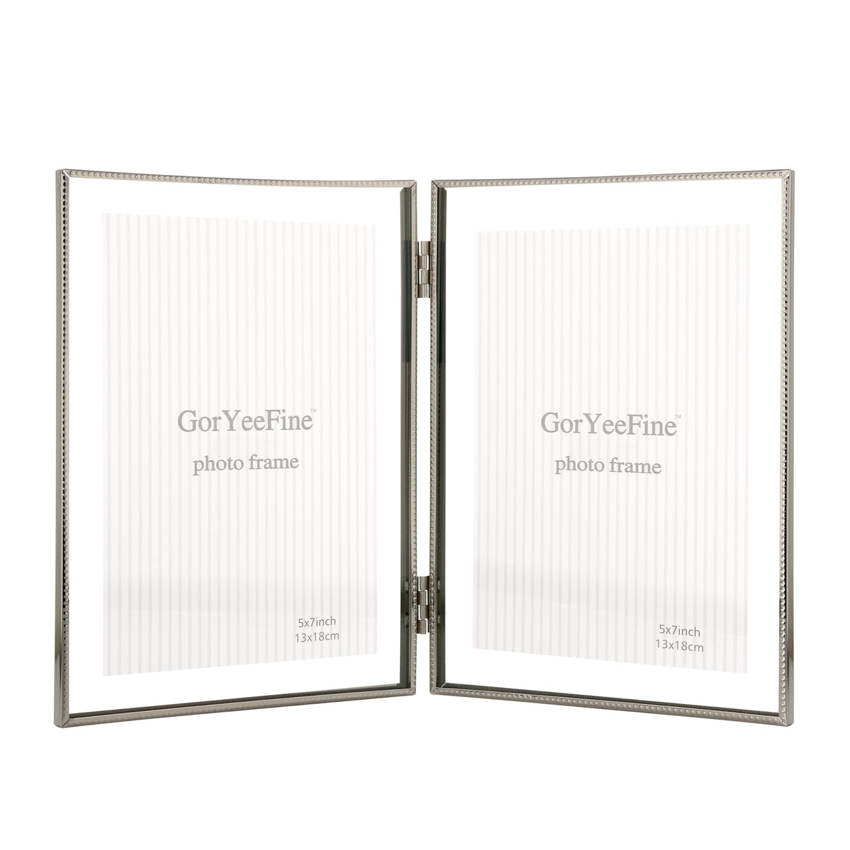 Gold 8x10'' Floating Frame Set of 2,For Photo Sizes( 5x7'',6x8'',7x9''),Beautiful Metal Beaded Edge Frames Adjustable Tabletop/Shelf Photo Frame,Classy Gift Choice for Wedding