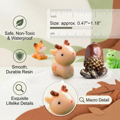 Zerobe 40Pcs Mini Forest Animal Figurines: Resin Fairy Garden Accessories