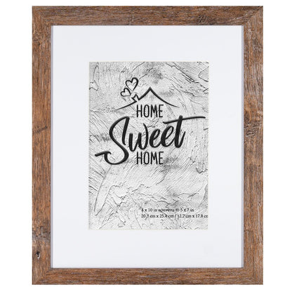 Califortree 5x7 Picture Frame - Can Display Photo 4x6 with Mat, Wood Frame with Shatterproof Plexiglass, Wall & Tabletop Display, Rustic Brown