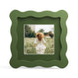 4x6 Picture Frame with Mat for 3.5x5, Wavy Edge Wooden Real Glass Photo Frame for Tabletop and Wall Hanging, Green, 1 Pack