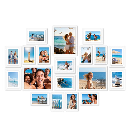 upsimples Picture Frames set of 19, Including 8x10, 5x7, 4x6 Black Frame