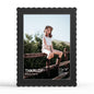 4x6 Picture Frame with Mat for 3.5x5, Wavy Edge Wooden Real Glass Photo Frame for Tabletop and Wall Hanging, Green, 1 Pack