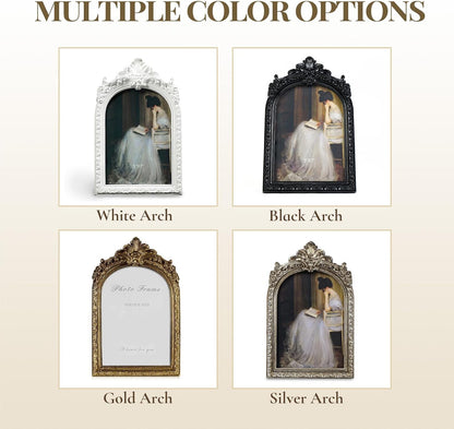 Cuspin 4x6 Vintage Picture Frame Gold Ornate Resin Arched Photo Frame