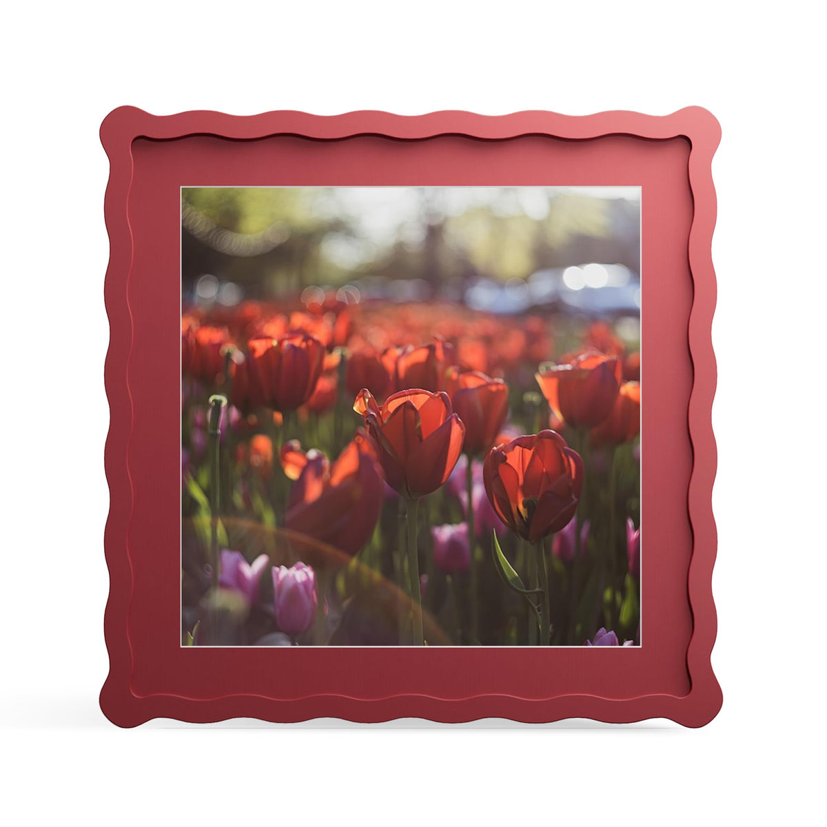 4x6 Picture Frame with Mat for 3.5x5, Wavy Edge Wooden Real Glass Photo Frame for Tabletop and Wall Hanging, Green, 1 Pack