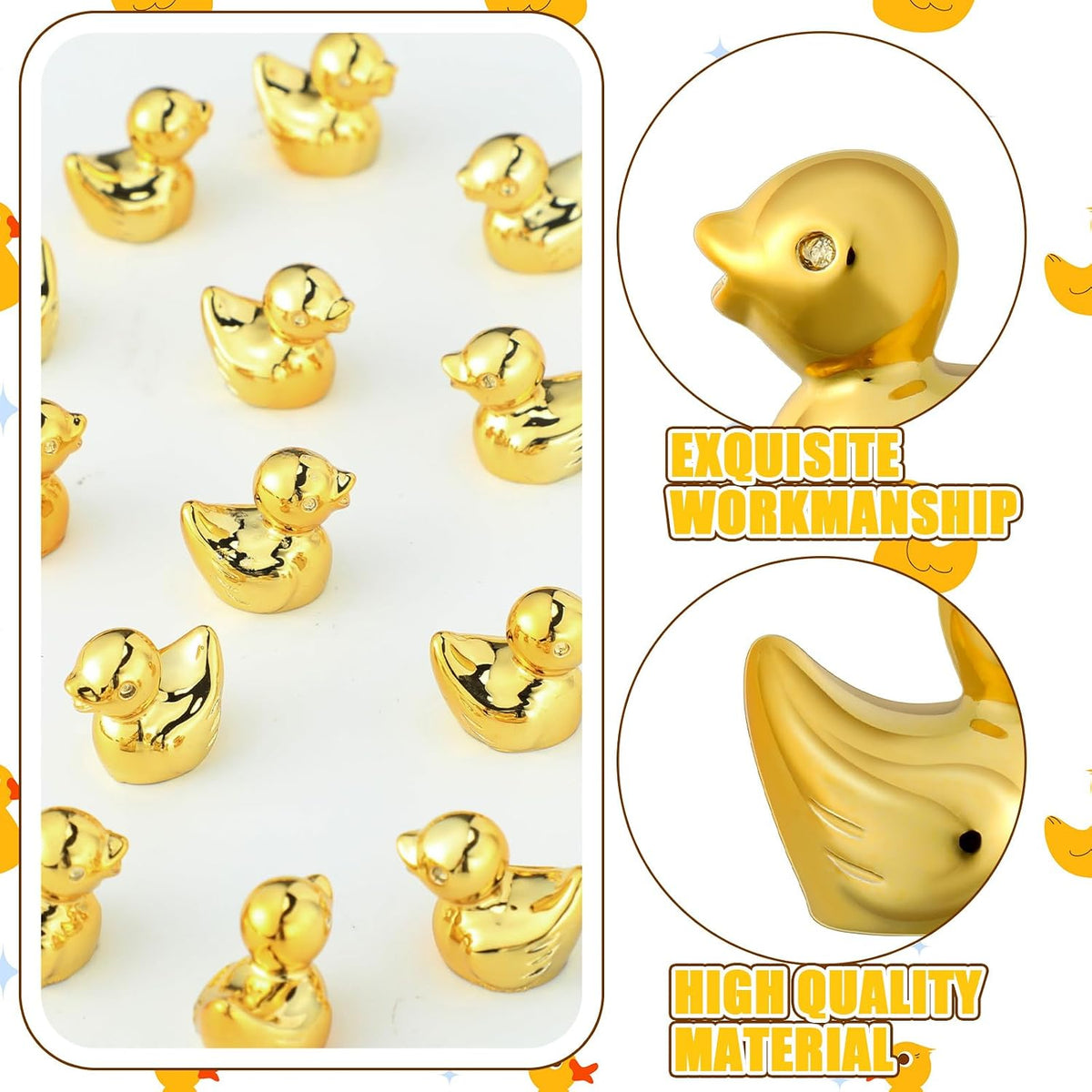 Yaocom 100 Pcs Mini Gold Duck Figurines Fall Thanksgiving Halloween Decor