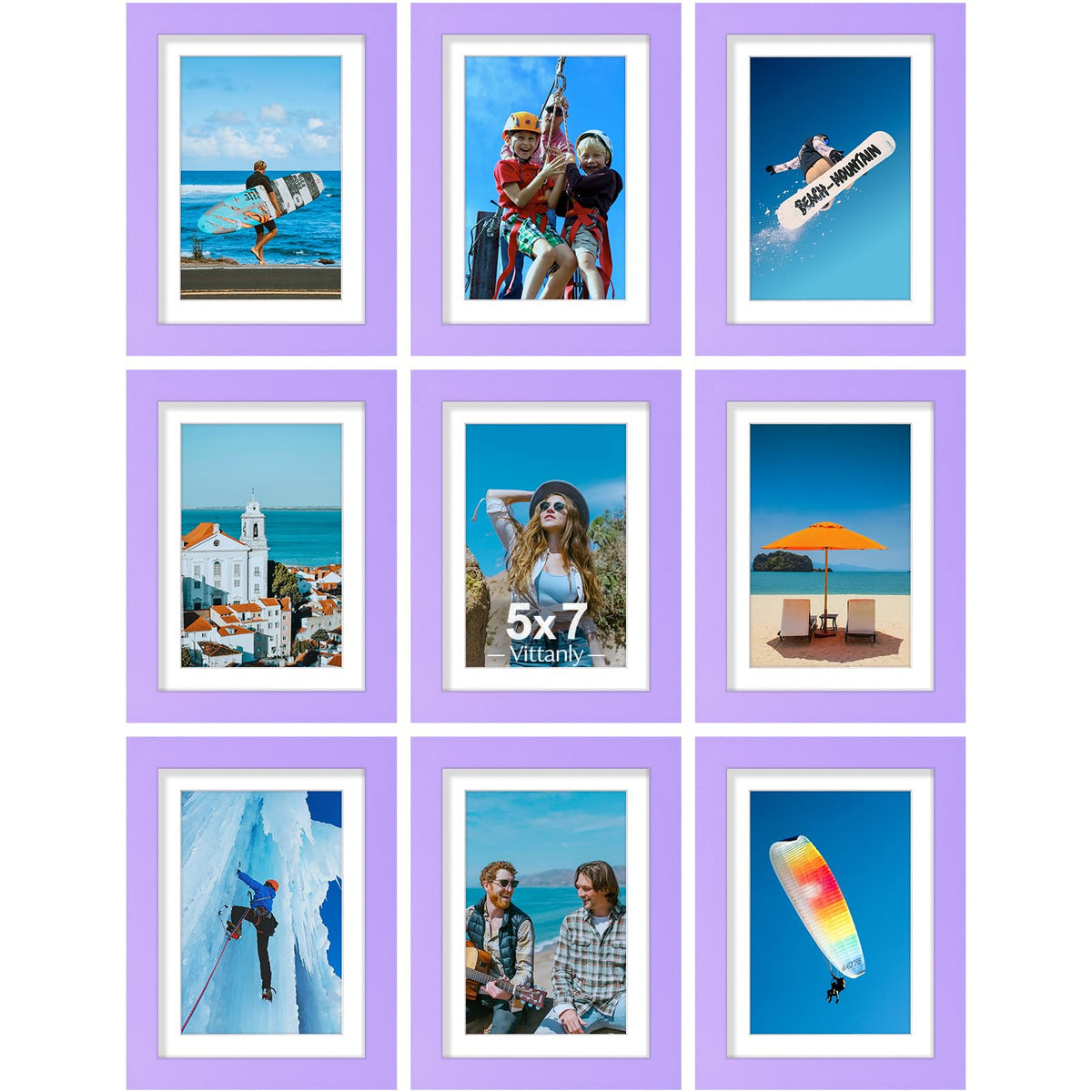 Vittanly 8x10 Picture Frames Set of 9 for Wall or Tabletop Display, Gold
