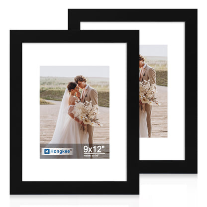 Hongkee 5x7 Picture Frame Set of 2, Real Glass and Wood Frame for Mat 4x6