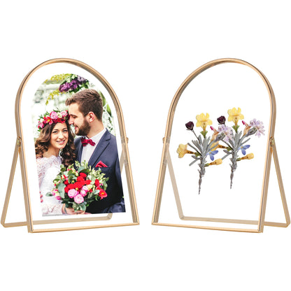 Gold 8x10'' Floating Frame Set of 2,For Photo Sizes( 5x7'',6x8'',7x9''),Beautiful Metal Beaded Edge Frames Adjustable Tabletop/Shelf Photo Frame,Classy Gift Choice for Wedding