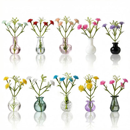 Hand-Blown Mini Vase Magnets for Fridge, Set of 10 Artisan Glass & Ceramic Bud Vases, Each One Unique, Tiny Garden Decor Gift for Mom, Teachers & Coworkers