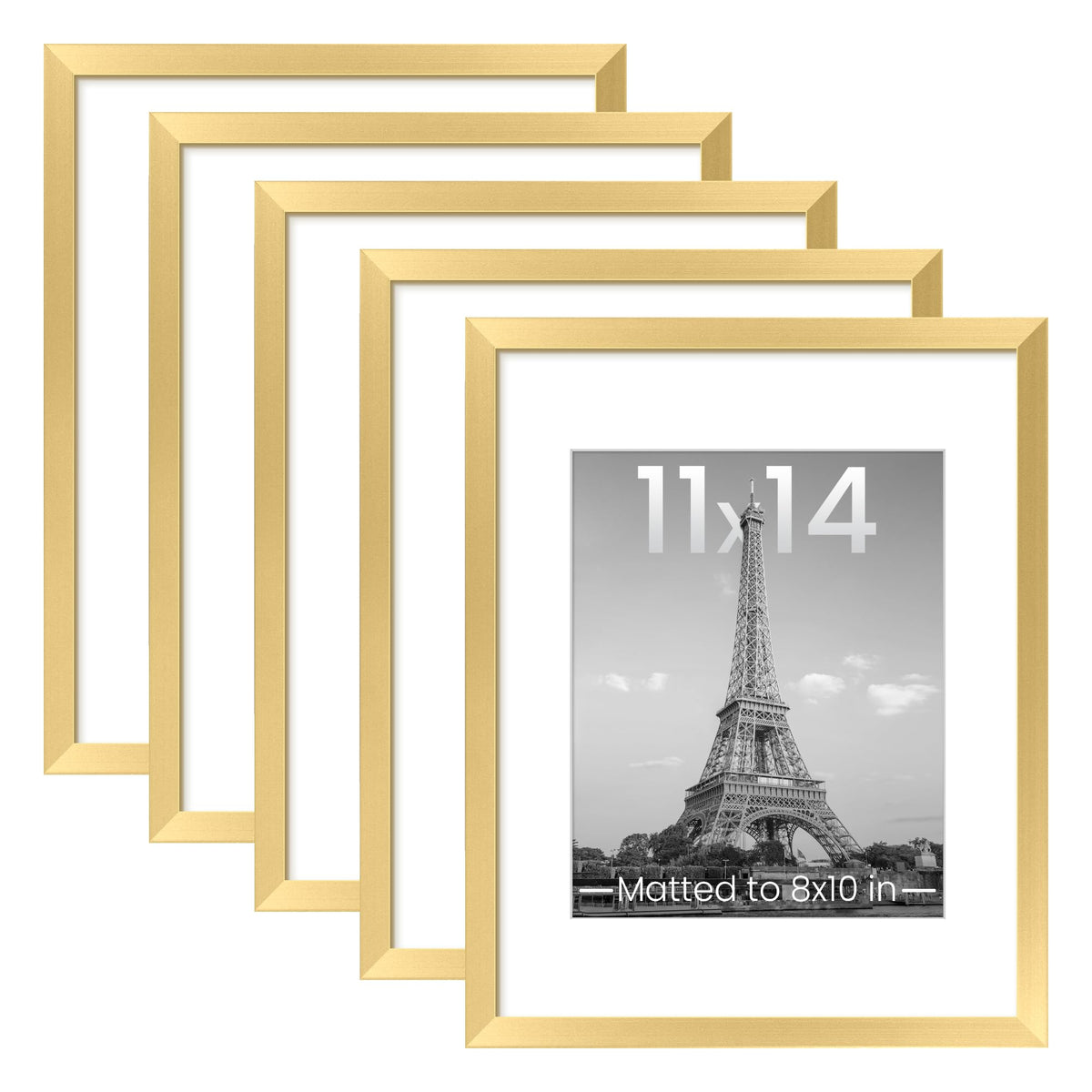 upsimples 11x14 Picture Frame, Gallery Wall Frames Set of 5, Gold