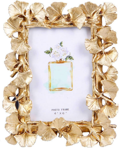 Gold Ginkgo Leaf Vintage Picture Photo Frames 4x6 IN