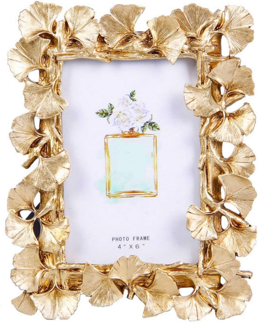 Gold Ginkgo Leaf Vintage Picture Photo Frames 4x6 IN