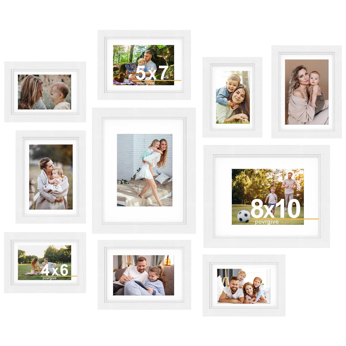 Povrgive Picture Frames Collage Wall Decor, Gallery Wall Frame Set of 10
