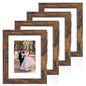 iRahmen 8x10 Picture Frame Set of 4, High Definition Real Glass Rustic Brown Frame, 8 x 10 Wood Photo Frames for Desktop Display and Wall Mounting