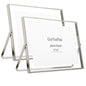 Gold 8x10'' Floating Frame Set of 2,For Photo Sizes( 5x7'',6x8'',7x9''),Beautiful Metal Beaded Edge Frames Adjustable Tabletop/Shelf Photo Frame,Classy Gift Choice for Wedding
