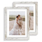 Hongkee 5x7 Picture Frame Set of 2, Real Glass and Wood Frame for Mat 4x6