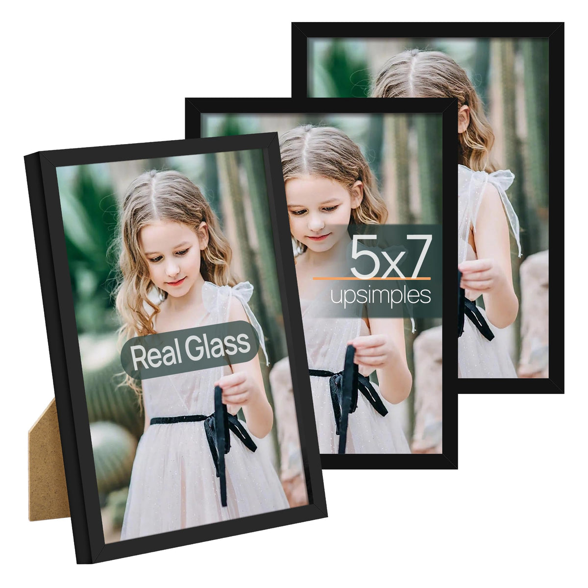 upsimples 4x6 Picture Frame Glass, Thin Border, Gold Photo Frames, 3 Pack