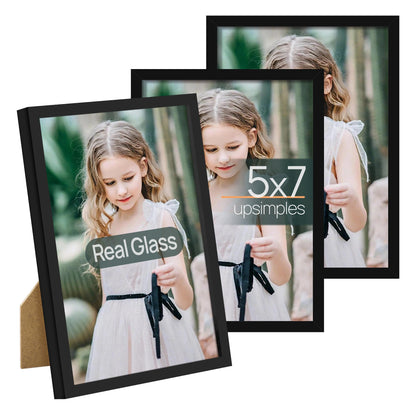 upsimples 4x6 Picture Frame Glass, Thin Border, Gold Photo Frames, 3 Pack
