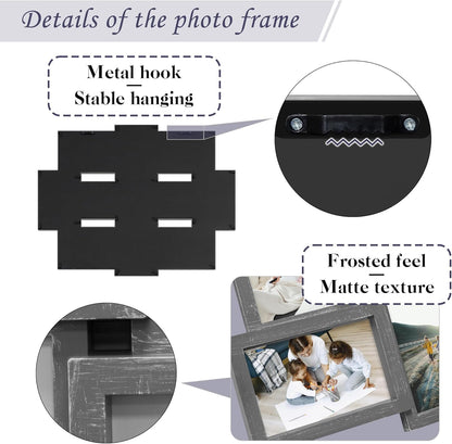 Jerry & Maggie Family Photo Frame 22x17, PVC Picture Frames Collage Wall Decor 9 Opening Wall Hanging For 6x4 Photos 8 Pack, No-Assembly 3D Design Waterproof Memorial Keepsake, Ashes