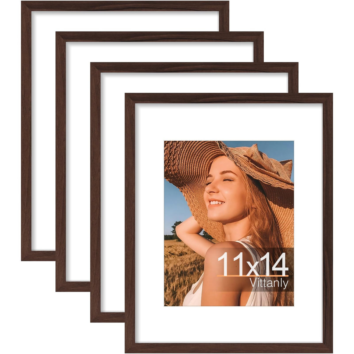 Vittanly 8x10 Picture Frames Set of 4, for Wall or Tabletop, Pale Pink