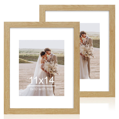 Hongkee 5x7 Picture Frame Set of 2, Real Glass and Wood Frame for Mat 4x6