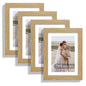 Hongkee 8x10 Picture Frame Set of 4, Real Glass and Wood Frame, 5x7 Mat