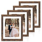 iRahmen 8x10 Picture Frame Set of 4, High Definition Real Glass Rustic Brown Frame, 8 x 10 Wood Photo Frames for Desktop Display and Wall Mounting