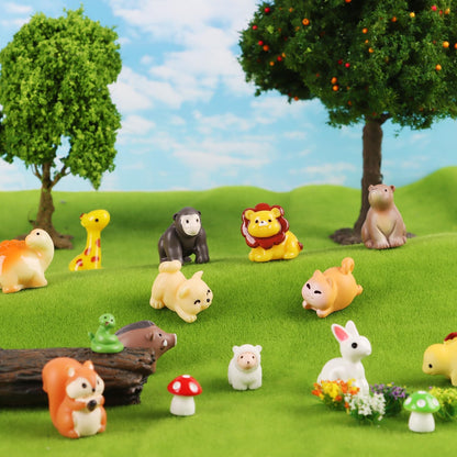 Mini Resin Animals Figures, 50PCS Tiny Resin Animal Miniature Figurines Garden Decor Micro Landscape Fairy Dollhouse Ornament for Fairy Garden, Dollhouse, Plant Pots, Bonsai Craft Decor