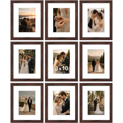 Vittanly 8x10 Picture Frames Set of 9 for Wall or Tabletop Display, Gold