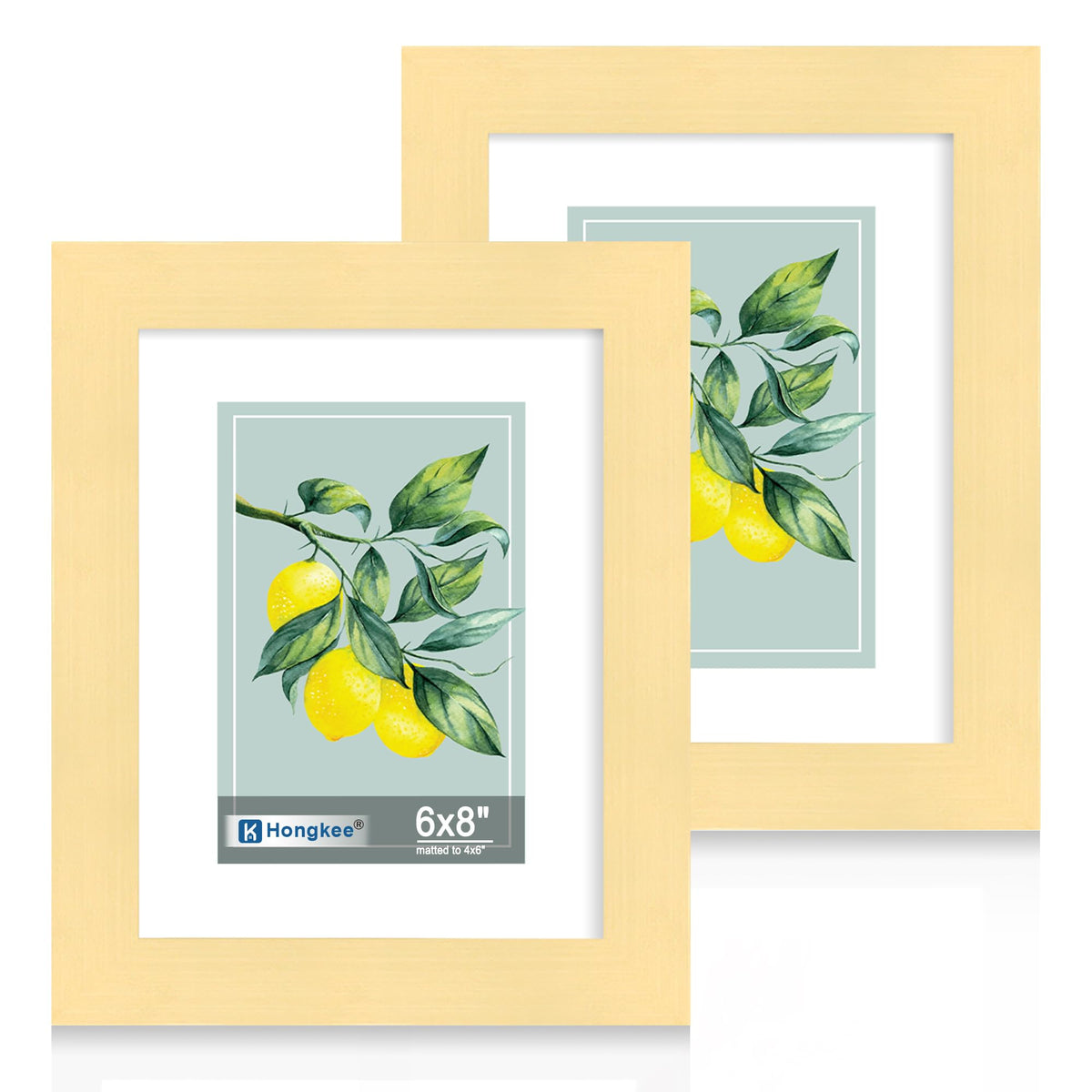 Hongkee 5x7 Picture Frame Set of 2, Real Glass and Wood Frame for Mat 4x6