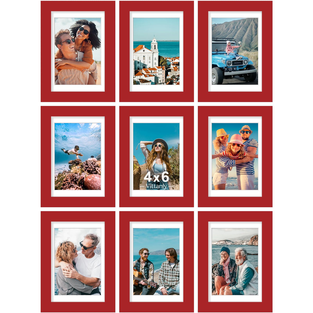 Vittanly 8x10 Picture Frames Set of 9 for Wall or Tabletop Display, Gold