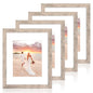 iRahmen 8x10 Picture Frame Set of 4, High Definition Real Glass Rustic Brown Frame, 8 x 10 Wood Photo Frames for Desktop Display and Wall Mounting