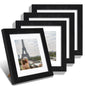 Hongkee 8x10 Picture Frame Set of 4, Real Glass and Wood Frame, 5x7 Mat